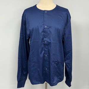 NWT Dickies Scrub Jacket Unisex M Industrial Strength Navy Cotton Warm Up Scrubs